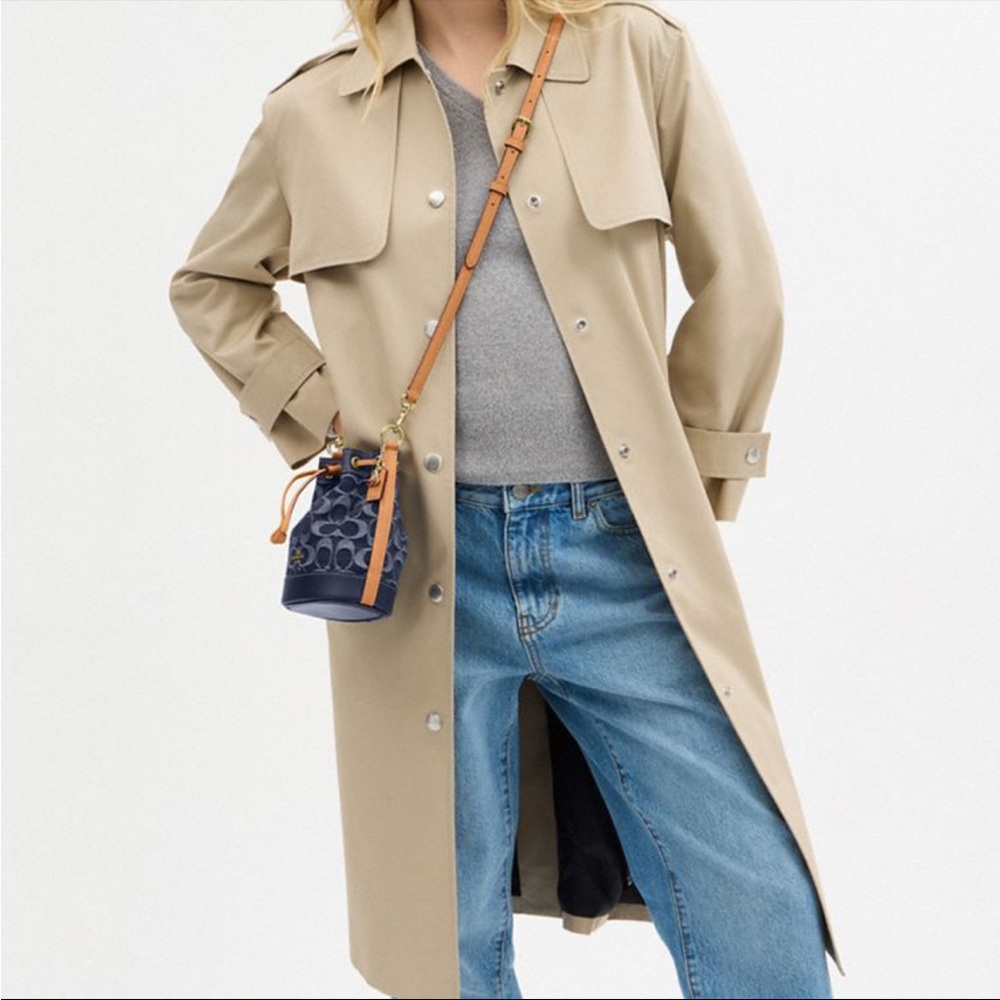 NWT!COACH MINI BUCKET BAG IN SIGNATURE DENIM(CY740)gift receipt FAST SHIPPING - Picture 11 of 12